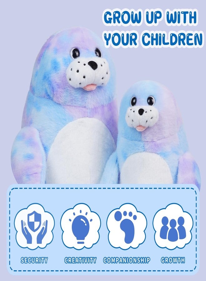 وسادة DYBFONO Chubby Blob Seal، وسادة قطيفة ناعمة متعددة الألوان على شكل فقمة، ألعاب حيوانات محشوة على شكل محيط لمحبي المحيط، هدية فريدة للأطفال. (13.78 بوصة). - Image 5